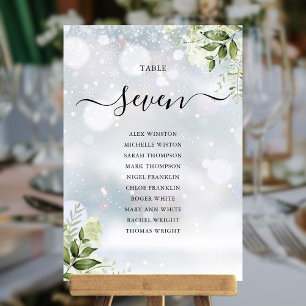 Carte Plan de table floral à verdure hivernale Numéro de