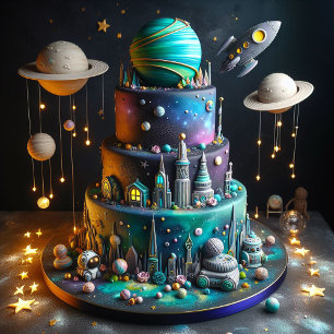 CARTE PLANÈTES ET ROQUETTES ANNIVERSAIRES DE ENFANTS GÂT