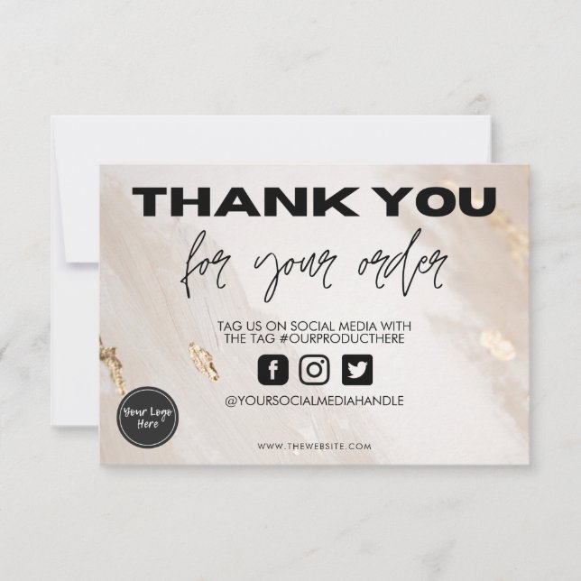 Carte Plaque d'or Merci beige (Devant)