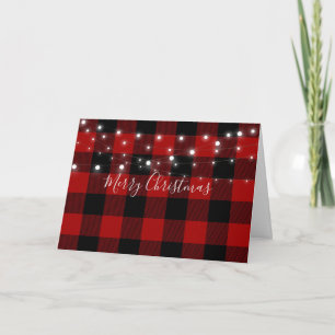 Carte Plaque rouge et noire avec lumières de Noël