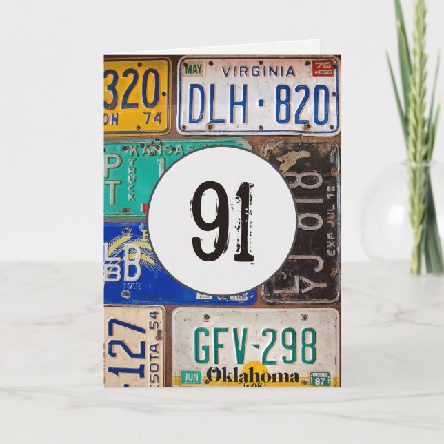 Carte Plaques vintages pour 91e anniversaire (Devant)