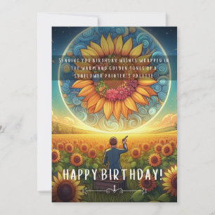 Carte Plat Anniversaire du peintre de tournesol