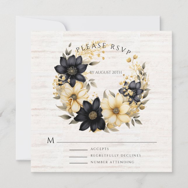 Carte Plat Boho Floral Wedding RSVP (Devant)