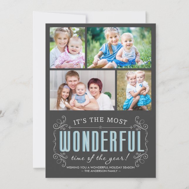 Carte Plat Chalkboard Holiday 4 Photos (Devant)