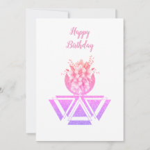Carte plat couleur rose art géométrique & fleurs