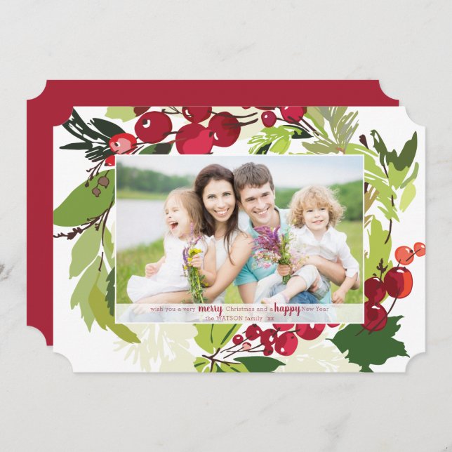 Carte Plat de Noël Botanique (Devant / Derrière)