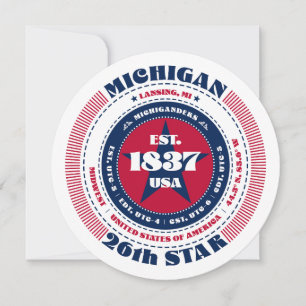 Carte plat de typographie circulaire du Michigan