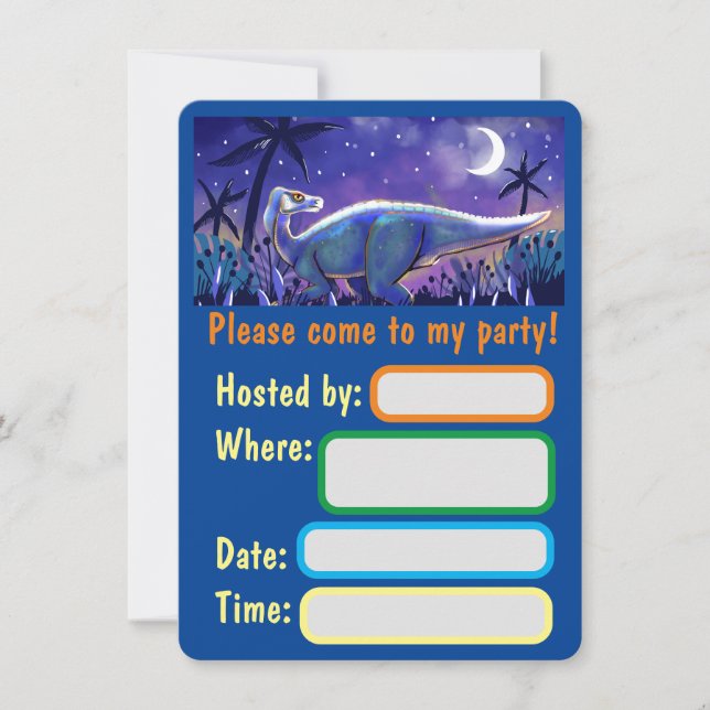 Carte plat Dinosaur pour l'impression manuelle (Devant)