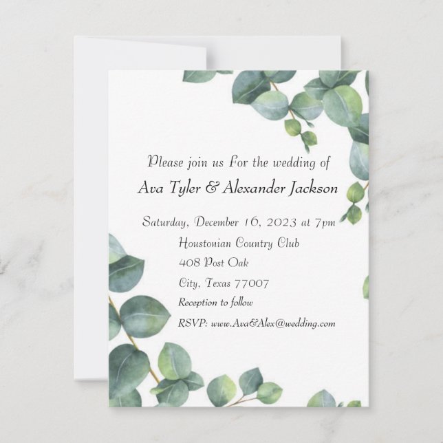 Carte plat faire-part de mariage (Devant)