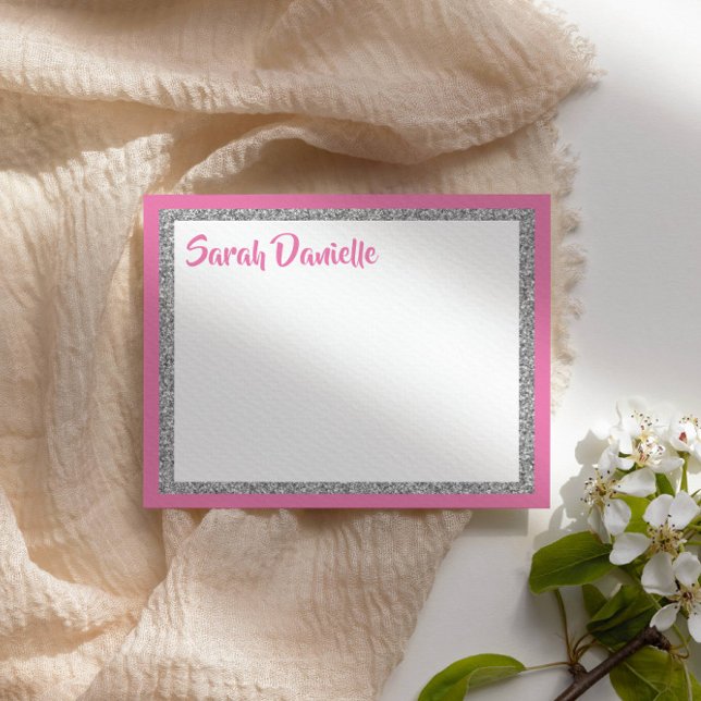 Carte plat Glittery Dark Rose et Silver Merci (Créateur téléchargé)