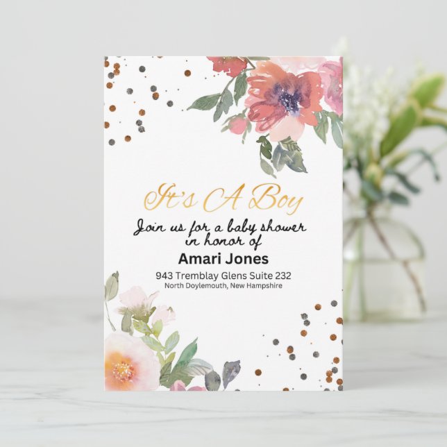 Carte plat Invitation baby shower (Debout devant)