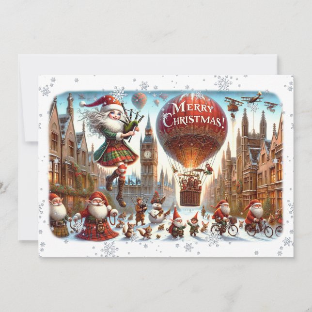 Carte Plat Joyeux Noël 020(ElfSanta) (Devant)