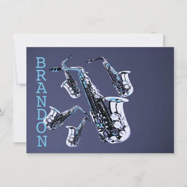 Carte plat Merci de musique saxophone (Devant)