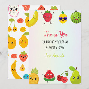 Carte plat Merci Fruits mignonnes