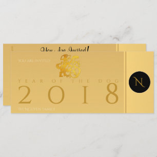 Carte plat Monogramme 2018 Gold Chinese Dog Paperc