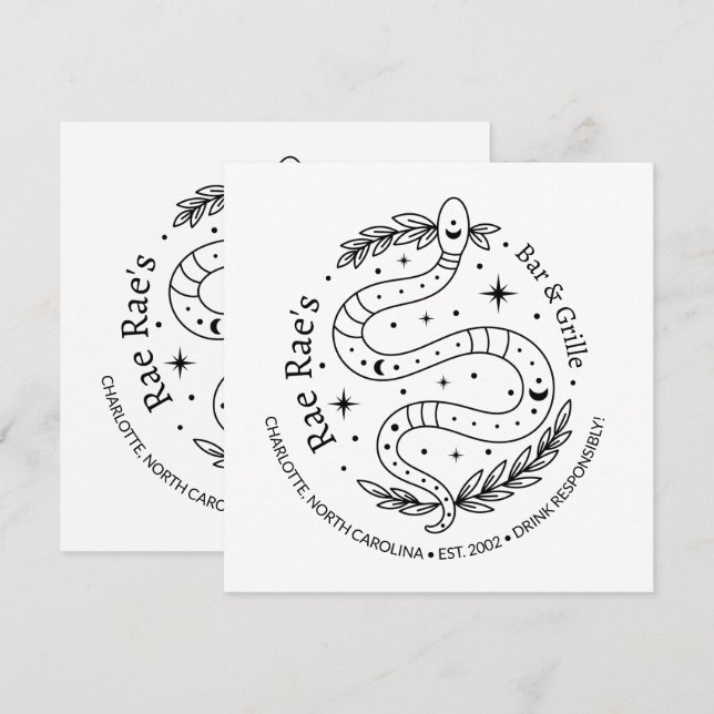 Carte plat personnalisée du logo de serpent d'affa (Devant / Derrière)