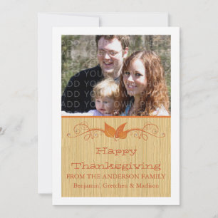 Carte Plat Photo Orange Russe Feuilles Thanksgivin