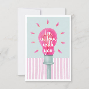 Carte Plat Pink Lightbulbe Heart