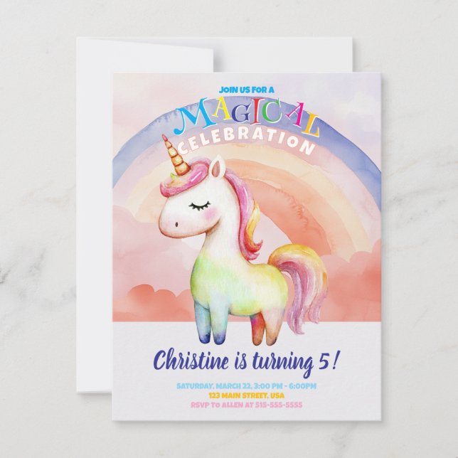 Carte plat Rainbow Unicorn (Devant)