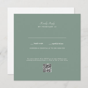 Carte Plat RSVP Mariage QR Code Dark Sage