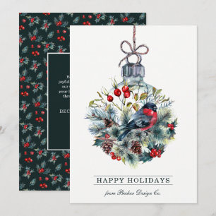 Carte plat Rustic Watercolor Bird'entreprise pour 