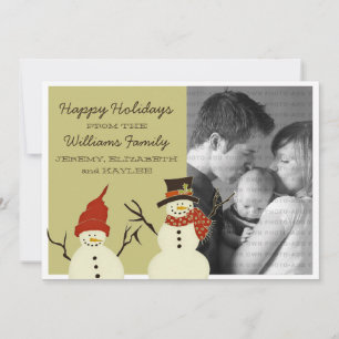 Carte Plat Snowman Duo Holiday, Sage