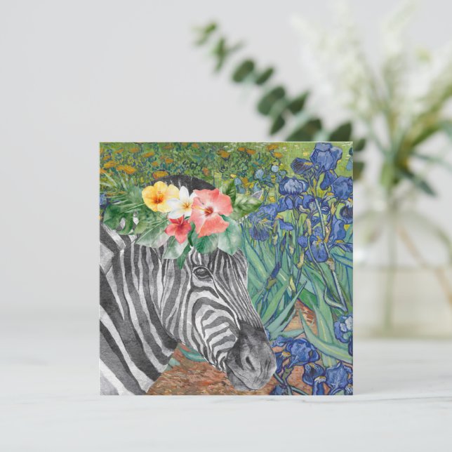 Carte plat Van Gogh's Irises and Fancy Zebra (Debout devant)
