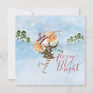 Carte Plat Whimsical Ginger Hair Patinage de glace