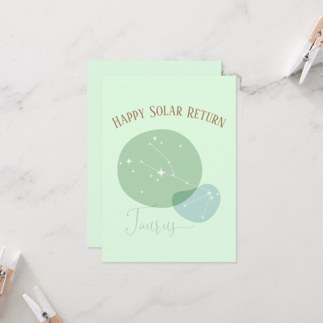 Carte plat Zodiac Birthday Taurus (Devant/Arrière en situation)