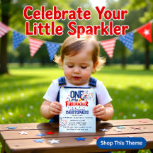Carte plate anniversaire enfants Feu d'artifice 4 