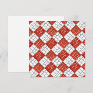 CARTE PLATE CARRÉE MOSAÏQUE À COCHE ROUGE 5,25"