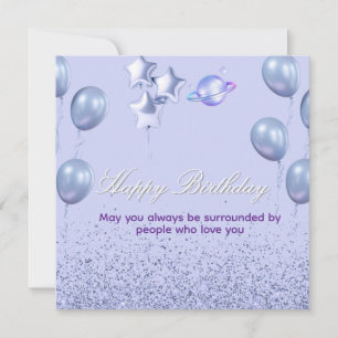 Carte plate d'anniversaire colorée avec ballon