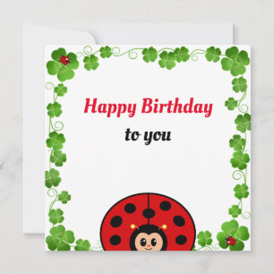 Carte plate d'anniversaire de coccinelle mignonne