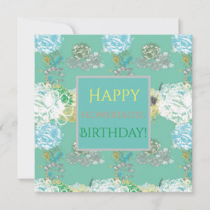 Carte plate d'anniversaire floral d'imaginaire