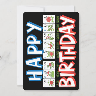 Carte plate d'anniversaire Mah Jongg