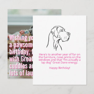 Carte plate d'anniversaire pour Grand Danois
