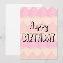 Carte plate de bon anniversaire douce rose