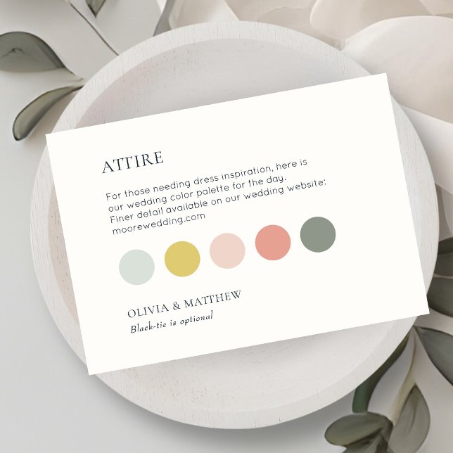 Carte plate de code vestimentaire de mariage chic  (Créateur téléchargé)