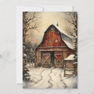 Carte plate de ferme de Noël avec écuries pour che
