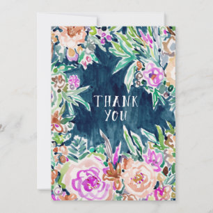 Carte plate de MERCI floral coloré TELLEMENT RICHE