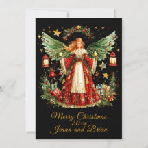 Carte plate de Noël ange personnalisée pour les fê