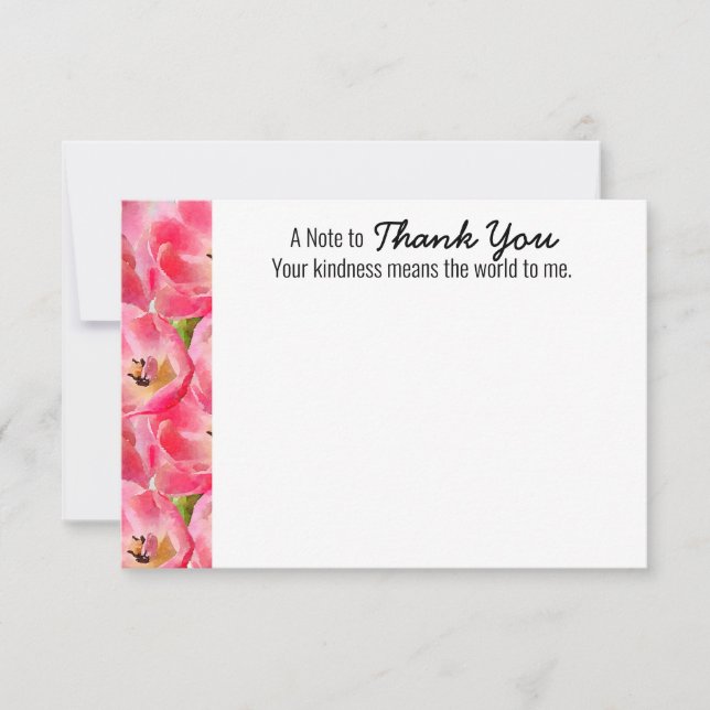 Carte plate de remerciement aux tulipes aquarelles (Devant)