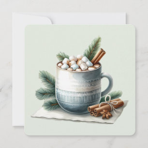 Carte plate de scène de marshmallow de cacao d'hiv