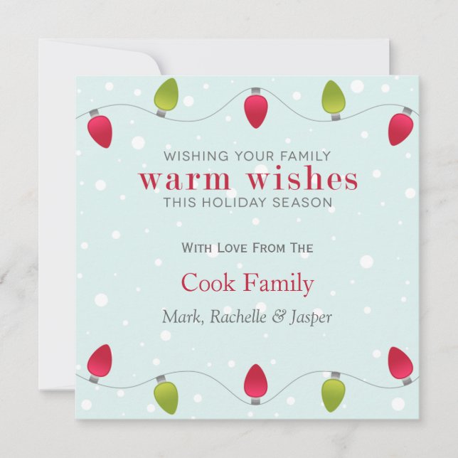 Carte plate de vacances de lumières de Noël (Devant)