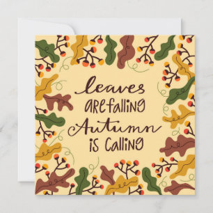 Carte plate de voeux de feuilles d'automne qui tom