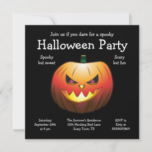 Carte plate d'invitation de citrouille d'Halloween