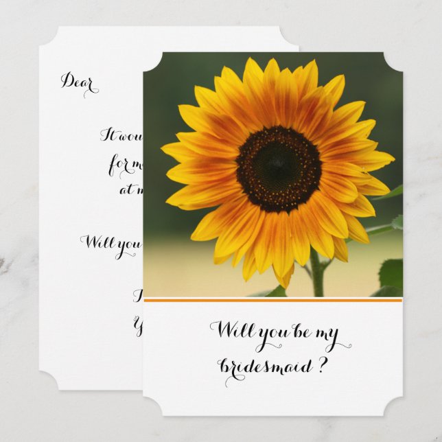 Carte plate d'invitation Tournesol (Devant / Derrière)