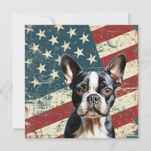 Carte plate drapeau américain Grunge Boston Terrie