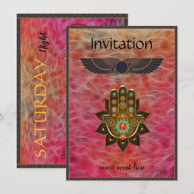 Carte plate égyptienne d'invitation à la fête à th (Devant / Derrière)