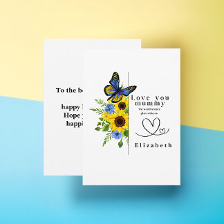 Carte plate florale personnalisée Love You Mummy